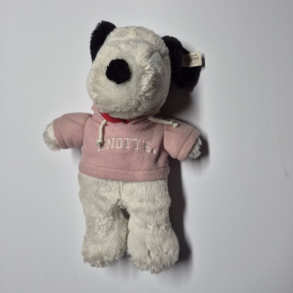 Peanuts Snoopy Plush 16” Knott’s Berry Farm Pink Hoodie Cedar Fair Tag NWT New